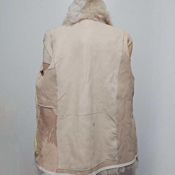 NewReal Toscana Sheepskin Lamb Fur Coat Jacket Beige Tan Taupe Teddy Bear Toggle - Picture 5 of 5